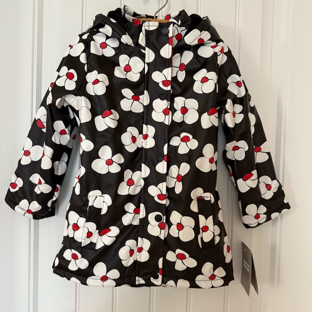 NWT Hunter Girls Rain Fleece Lined Floral Jacket